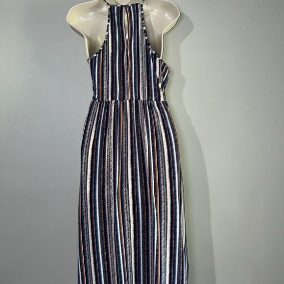 BCBGeneration Womens Striped Midi Dress Halter Slit Blue Stripe size Small - Picture 8 of 9